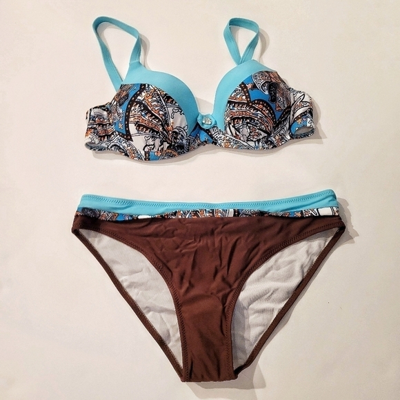 Teal & Boho Print 2 Piece Bikini - Picture 3 of 16